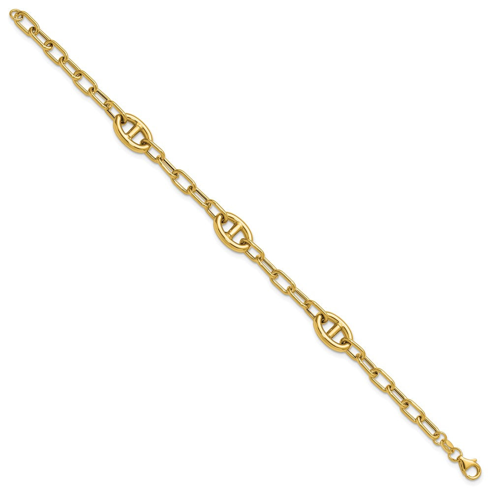 14K Polished Fancy Anchor Link Bracelet 7.5  inches
