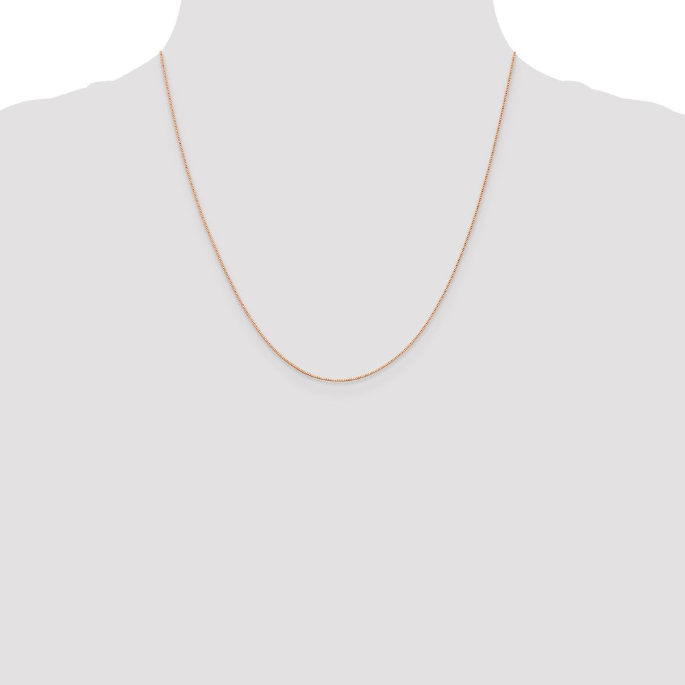 14K Rose Gold .5mm Baby Box with Lobster Clasp Chain