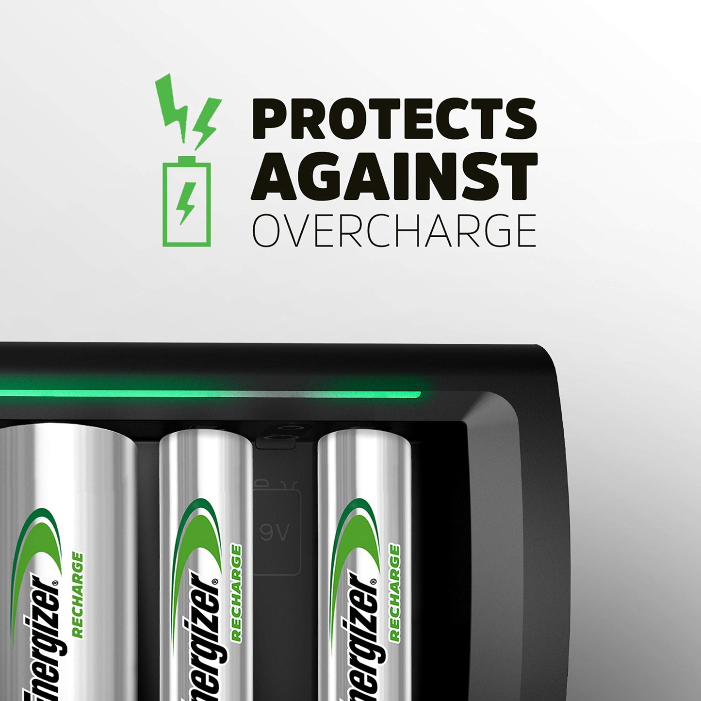 Energizer Rechargeable Battery Charger for C Cell, D Cell, AA, AAA, and 9V Rechargeable Batteries