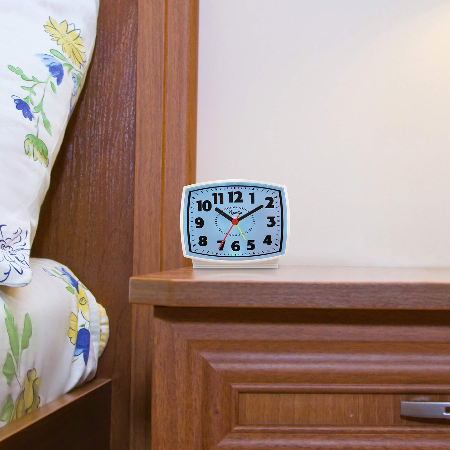 Equity by La Crosse White Corded Electric Analog Alarm Clock with Backlight, 33100