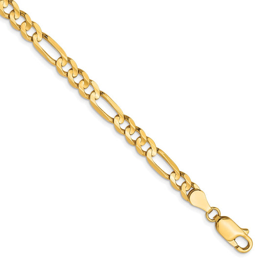 10K 4.5mm Concave Figaro Chain 7  inches