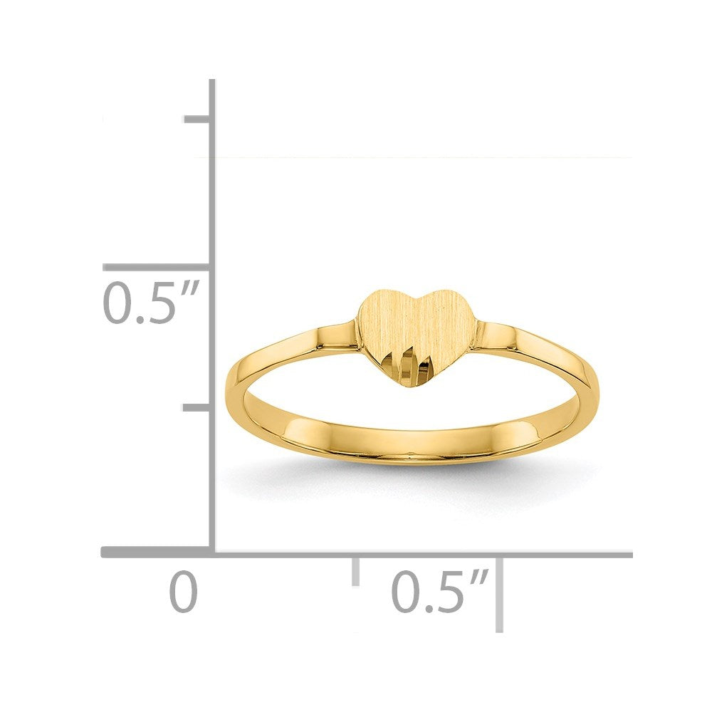 14k Diamond Cut Heart Signet Ring Size 4