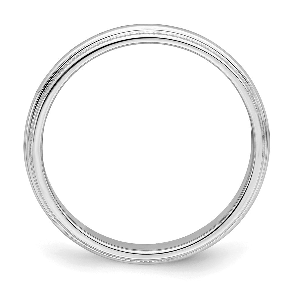 Sterling Silver Rhodium-plated 3mm Half Round Milgrain Size 7 Band