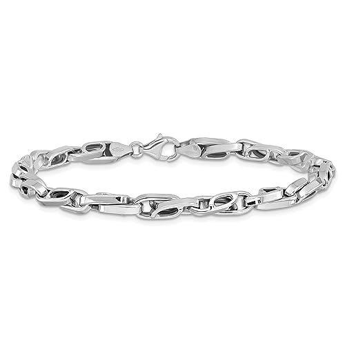 14K White Gold Polished Fancy Link Bracelet