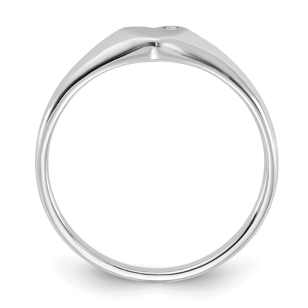 Sterling Silver Rhodium-plated CZ Heart Signet Ring