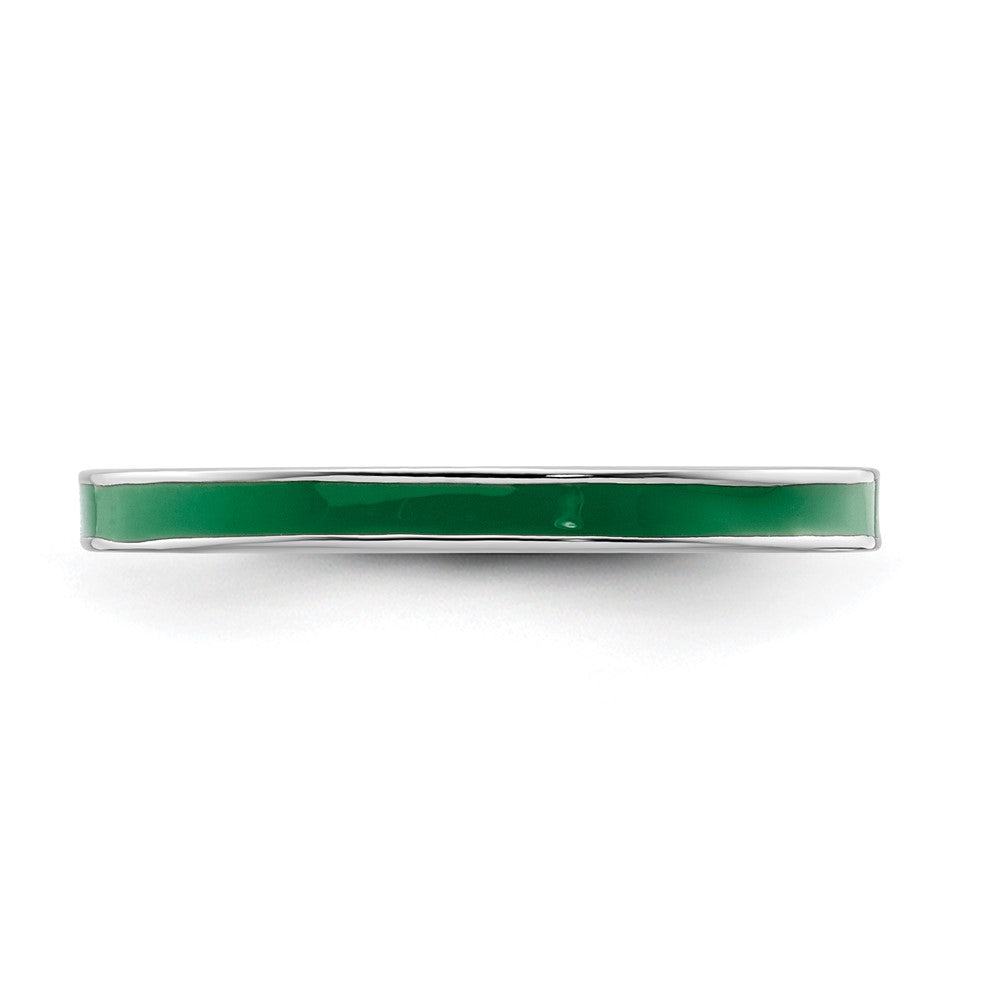Sterling Silver Stackable Expressions Green Enameled 2.25mm Ring Size -5