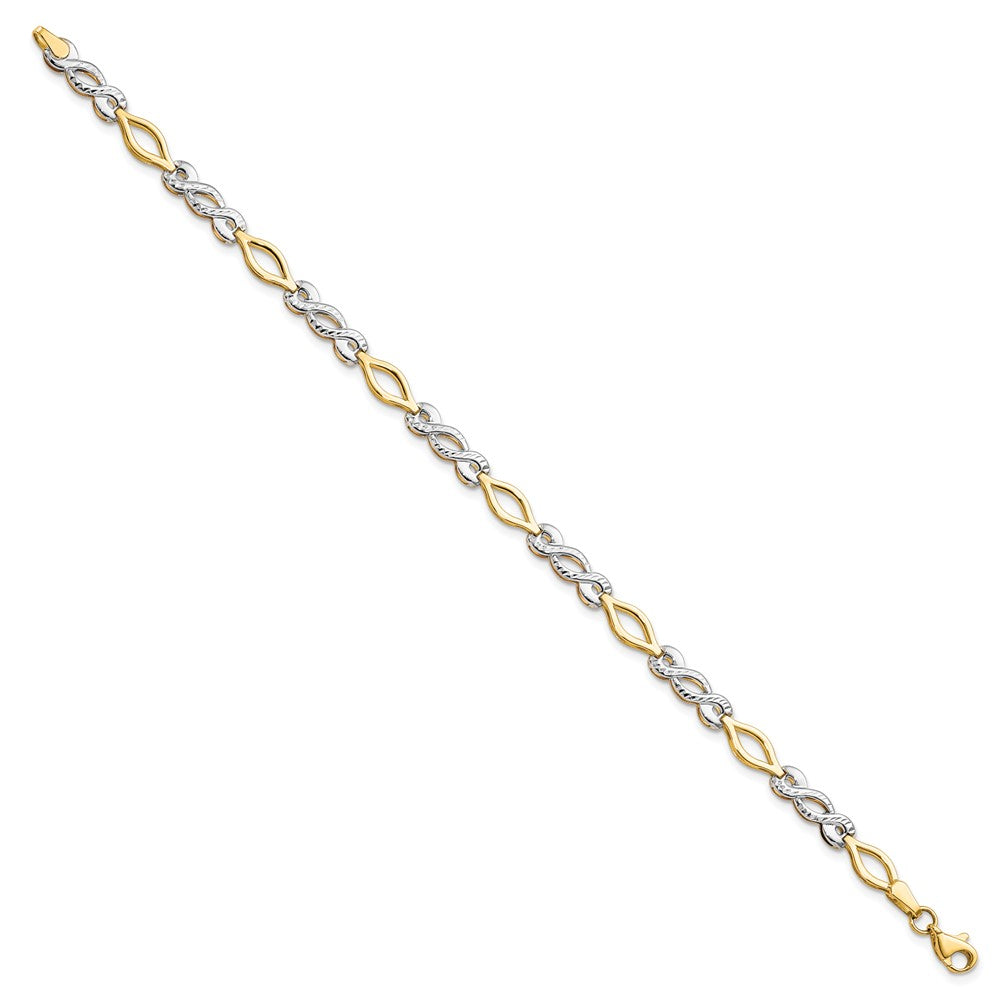 10K Two-tone Polished D/C Bracelet 7.5  inches