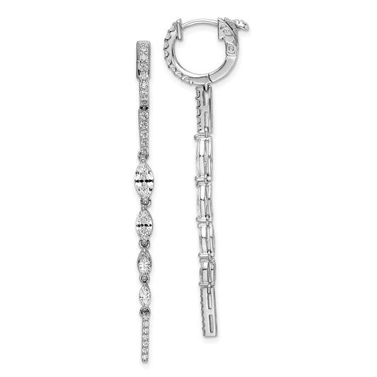 Sterling Shimmer Sterling Silver Rhodium-plated 46 Stone CZ Fancy Dangle Hinged Earrings