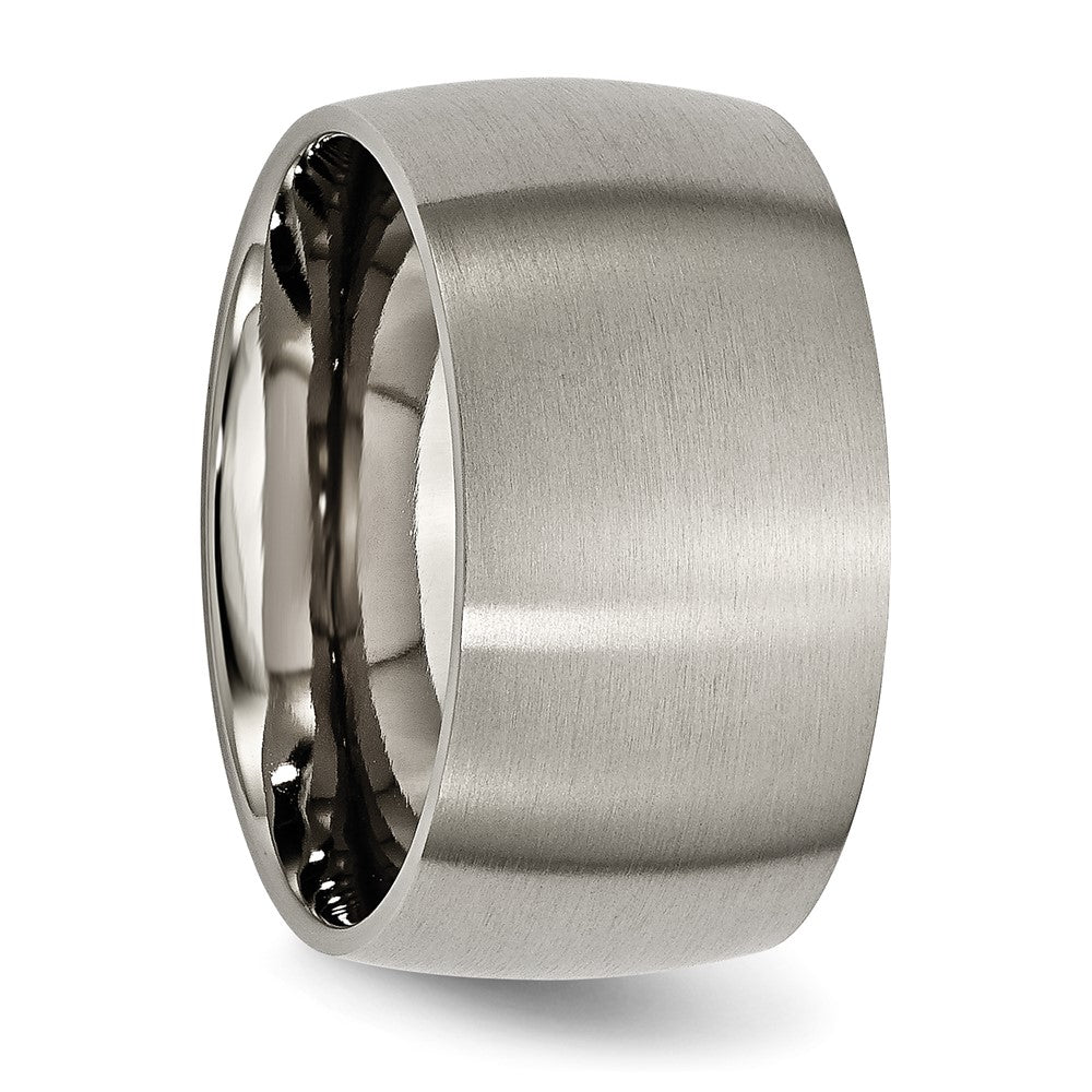 Titanium Brushed 12mm Half Round Band Size - 9.5