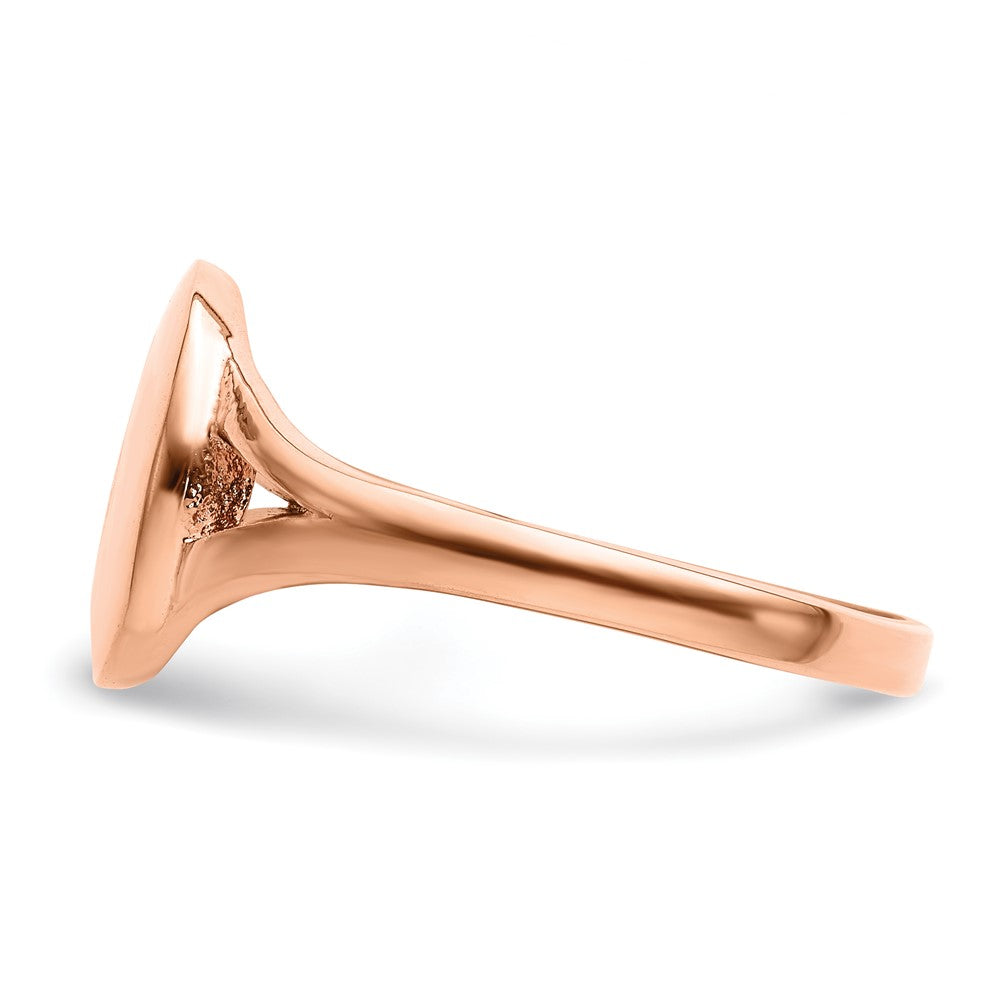 Stainless Steel Polished Rose IP-plated Oval Disc Ring Size - 6