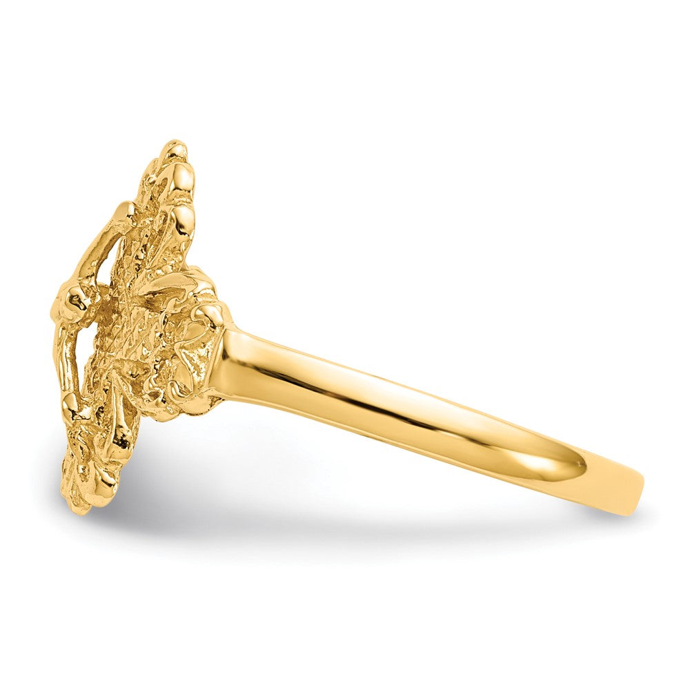 14K Diamond Cut Crucifix Ring Size 6