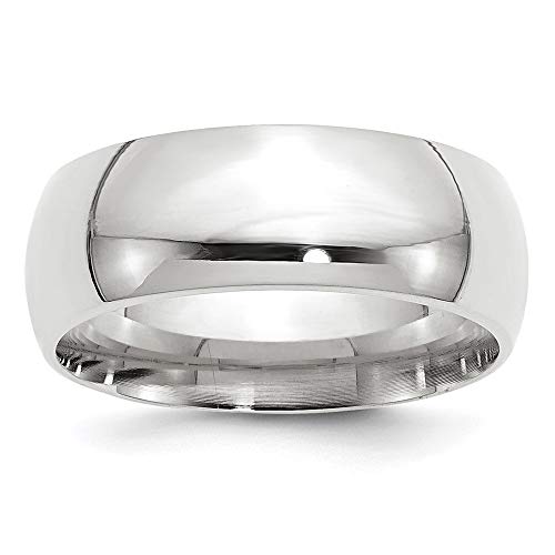 10k White Gold 8mm Standard Weight Comfort Fit Wedding Band Size 12