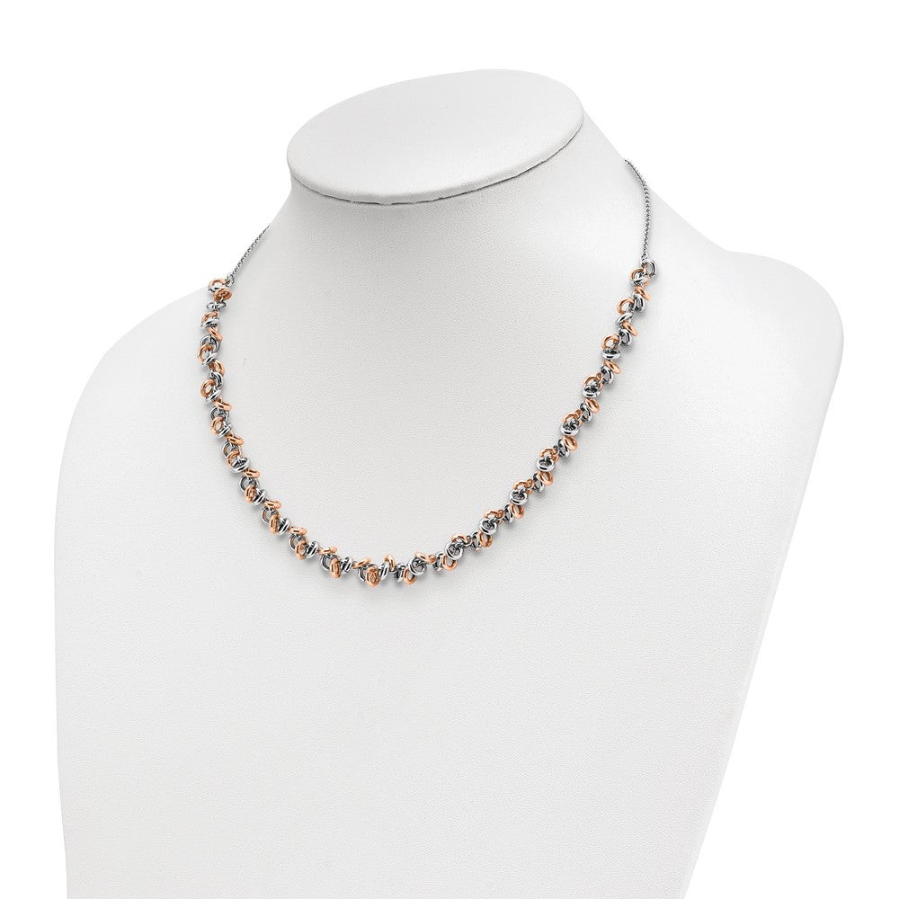 Sterling Silver Rose-plated and White Necklace