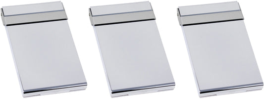Set of 3 Brushed Metal Business Card Case Holders With Bar Closure Mechanism (Vertical, Silver)