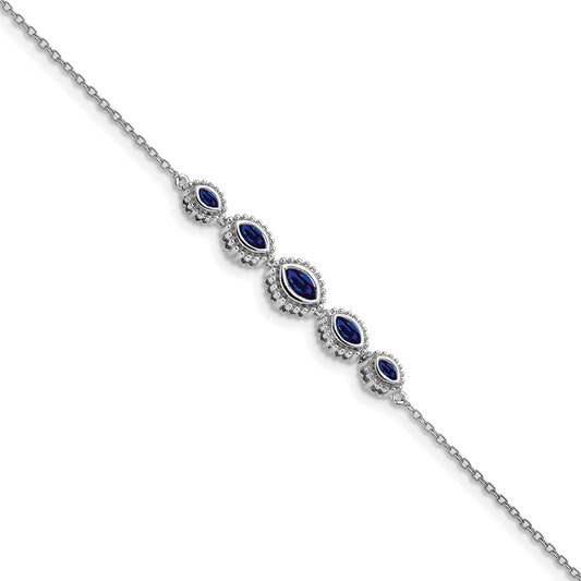 14k White Gold Marquise Sapphire Bracelet 7  inches