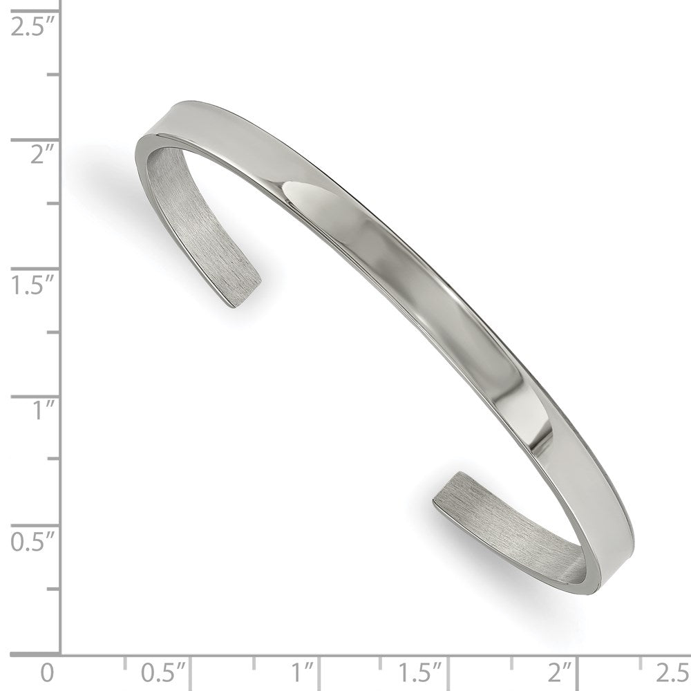 Stainless Steel Polished 5mm Cuff Bangle 6.5 inches
