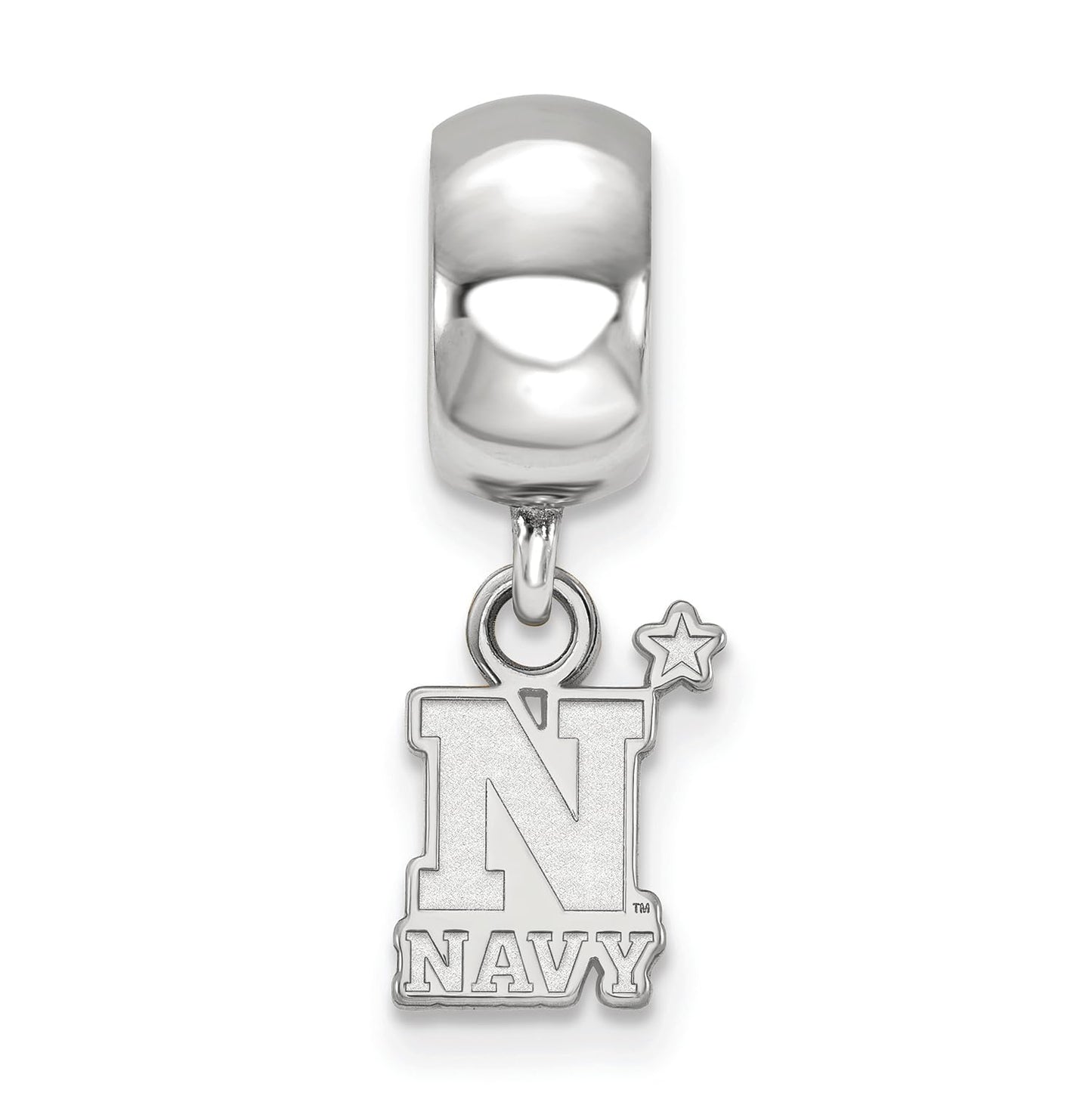 Sterling Silver Rhodium-plated LogoArt US Naval Academy Extra Small Dangle Bead Charm