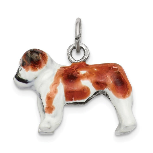 Sterling Silver Enameled Bulldog Charm