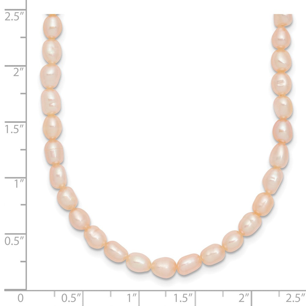 Sterling Silver Rhodium-plate 4-5mm Pink Rice Freshwater Cultured Pearl Children's 13 inch Necklace 13 Inches