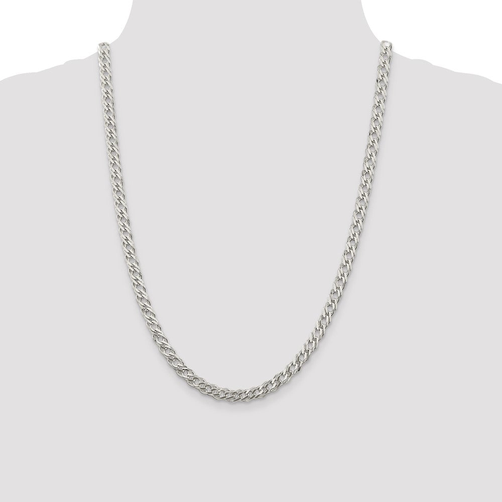 Sterling Silver 5.65mm 6 Side D/C Flat Double Curb Chain 24 Inches