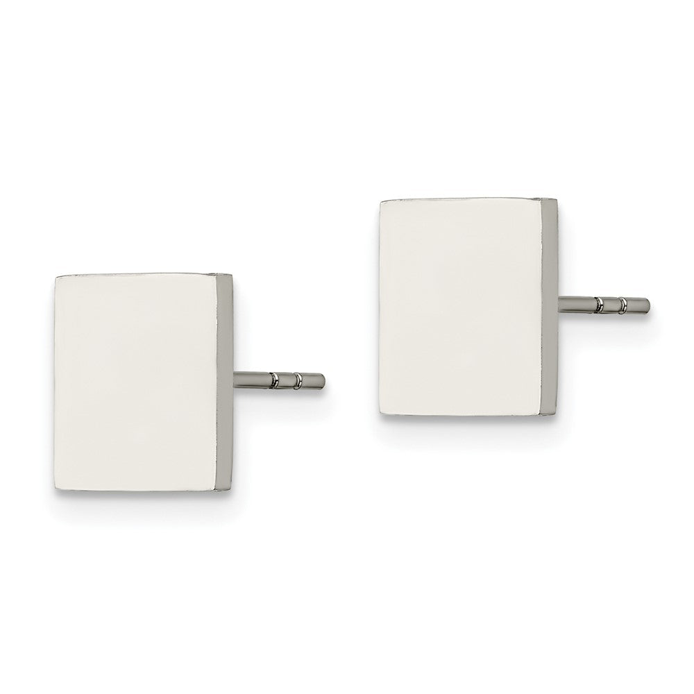 Stainless Steel Polished Square Post Earrings