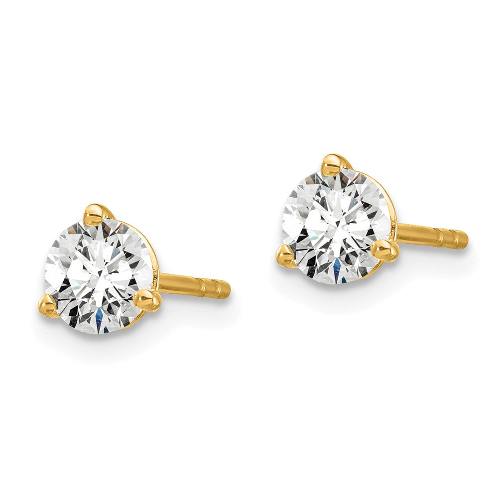 14k Yellow Gold 2/3 ctw Certified Lab Grown Diamond VS+ F+ Round 3 Prong Heavy Wt. Stud Earrings