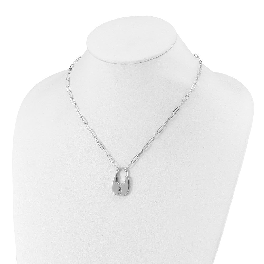 Sterling Silver Padlock Pendant Necklace