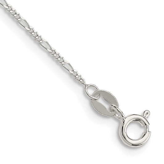 Sterling Silver 1.2mm Figaro Chain Anklet 9 inches