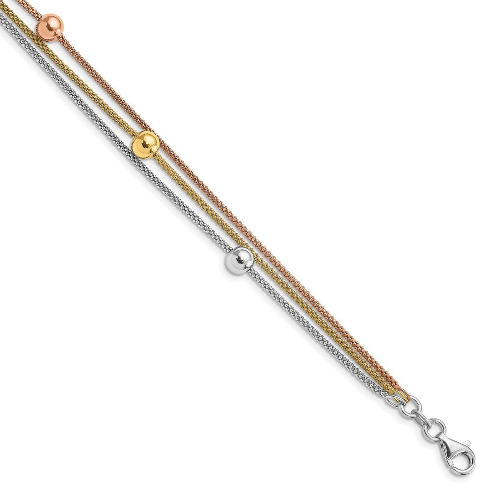 Sterling Silver Rose & Yellow Gold-plated w/ 1in ext Bracelet 8  inches