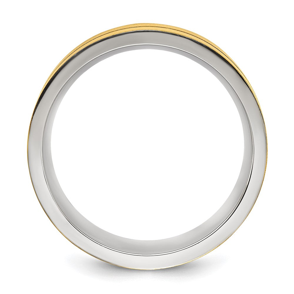 Chisel Titanium Brushed and Polished Yellow IP-plated 8mm Band Size - 8.5