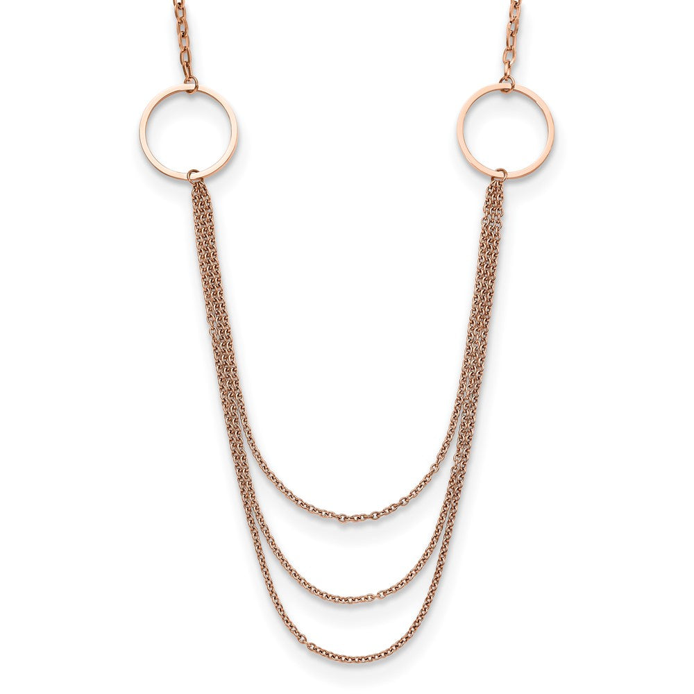 Stainless Steel Polished Rose IP-plated Multi Chain 35.5in Necklace