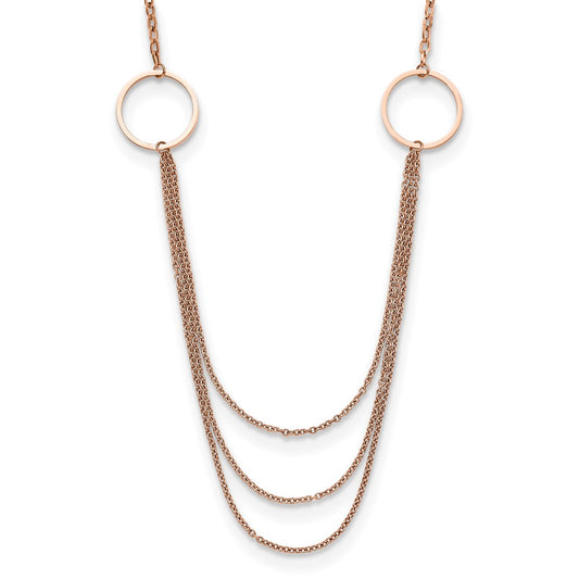 Stainless Steel Polished Rose IP-plated Multi Chain 35.5in Necklace