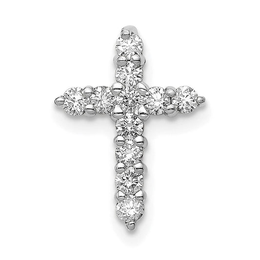 14k White Gold 1/3 carat Lab Grown Diamond VS/SI+ G+ Cross Chain Slide Pendant