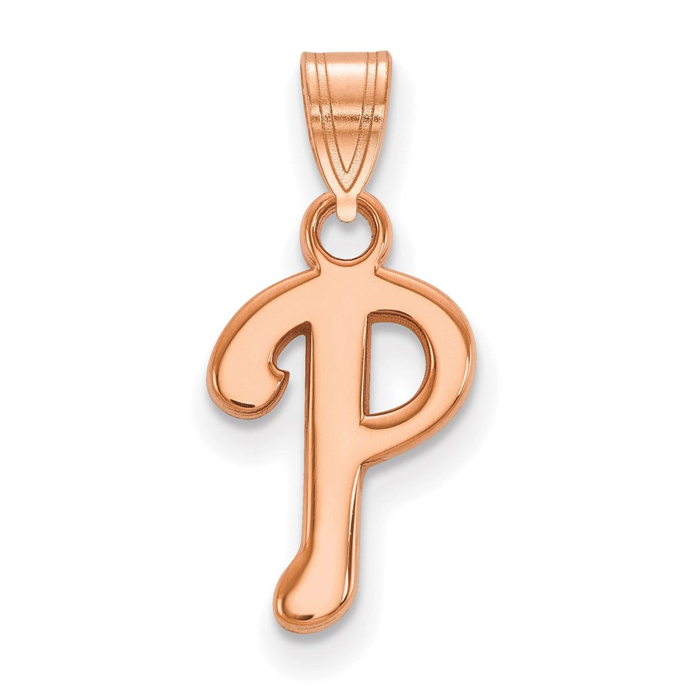 Sterling Silver Rose Gold-plated MLB LogoArt Philadelphia Phillies Small Pe