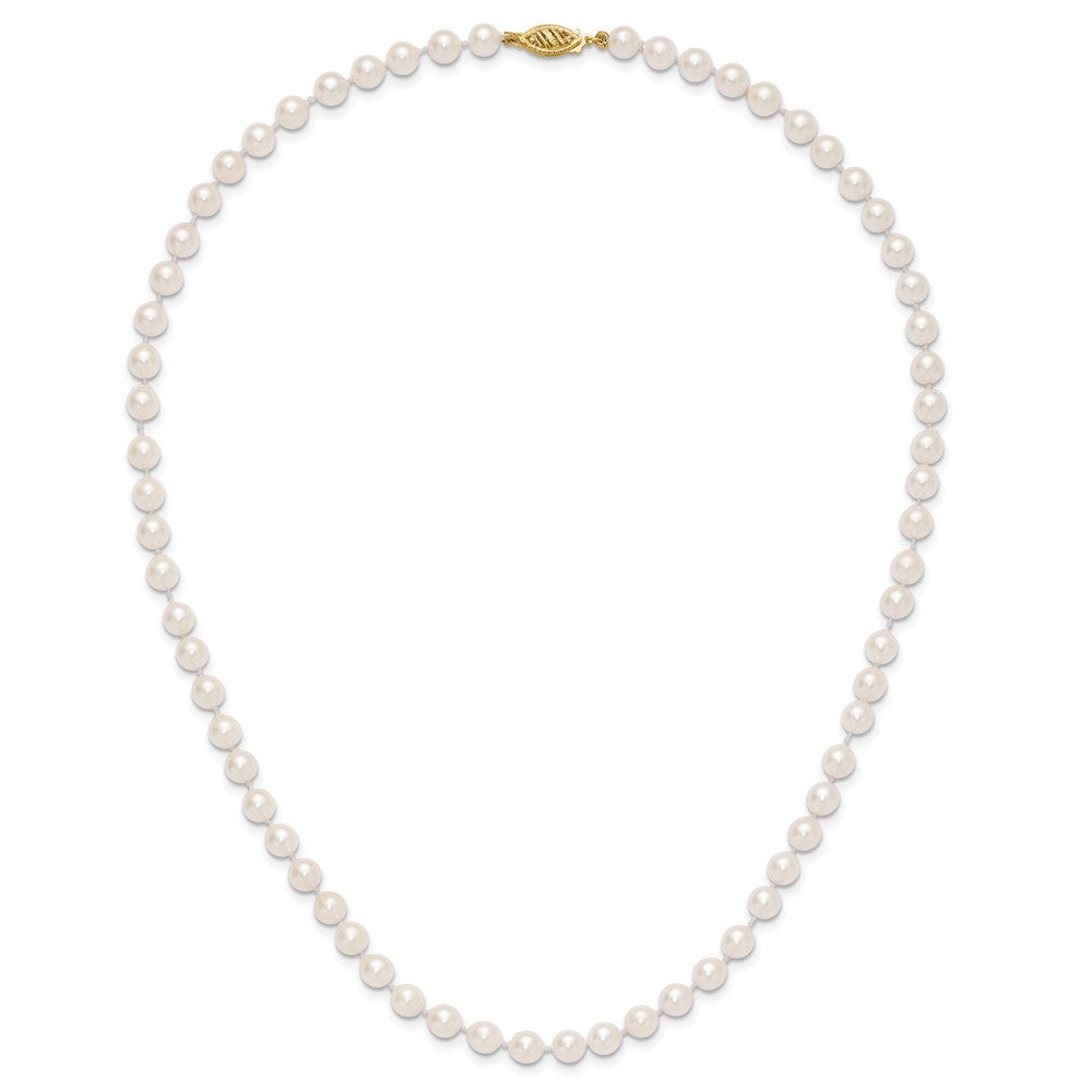 14k 5-6mm White Round Akoya Saltwater Cultured Pearl 18 inch Necklace