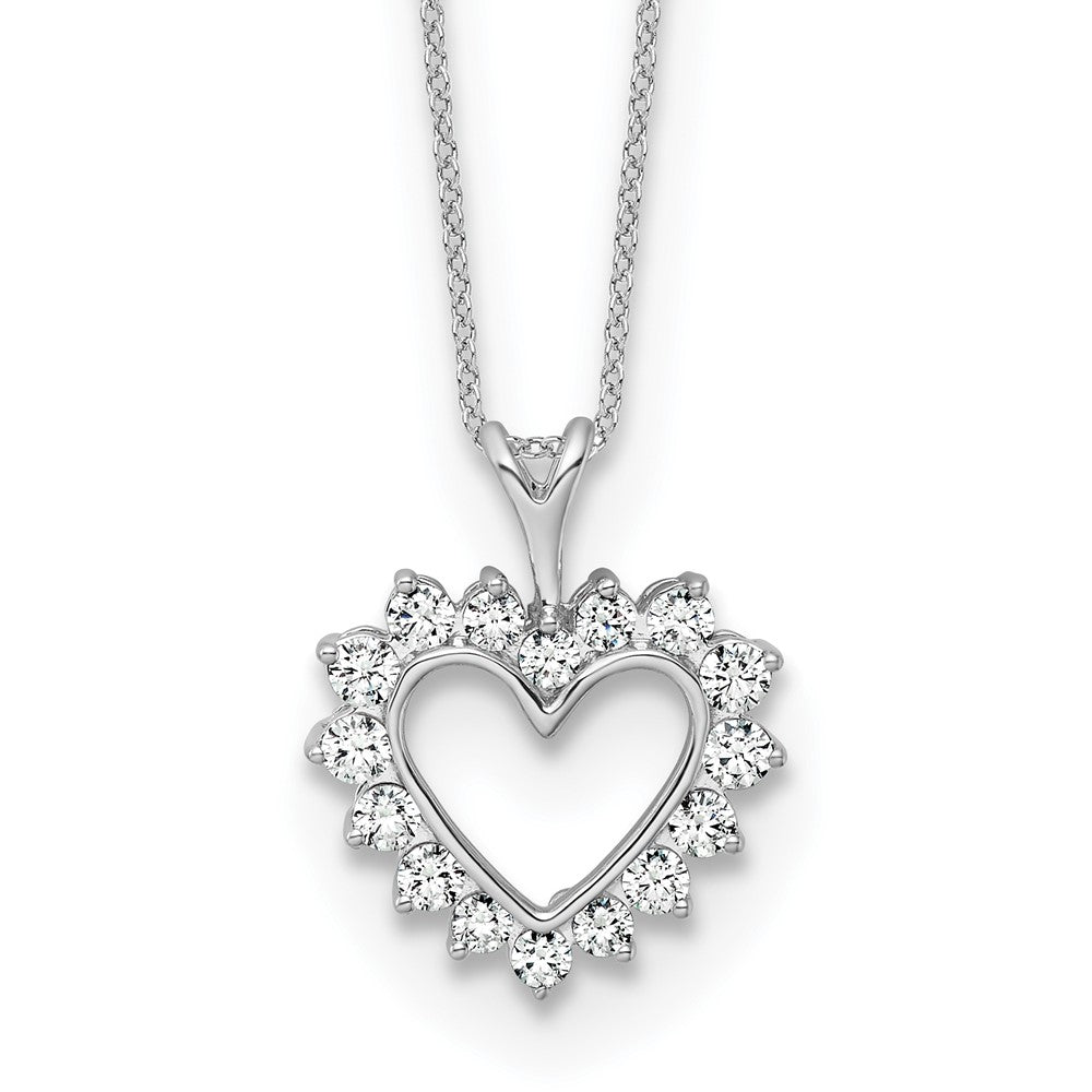 10k White Gold 1/2 carat Lab Grown Diamond VS/SI+ G+ 18 inch Heart Pendant Necklace