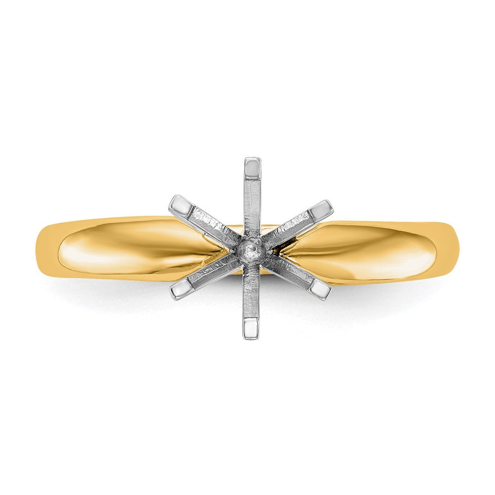 14k Two-Tone 1/2 carat Medium-Weight Comfort-Fit 6-Prong Round Solitaire Ring Mounting