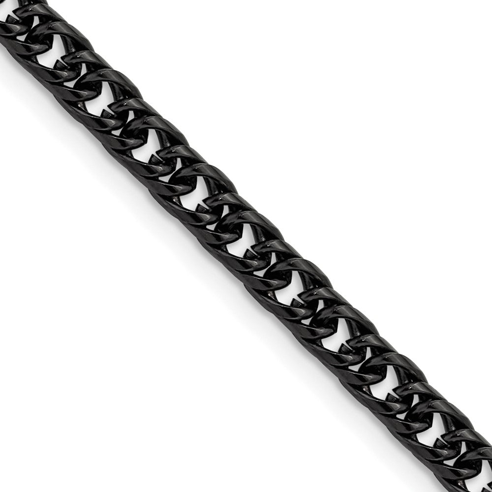 Chisel Stainless Steel Polished Black IP-plated 5mm 24 inch Double Curb Chain