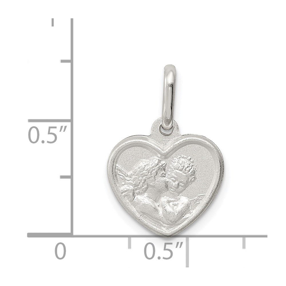 Sterling Silver Satin Angel Heart Charm
