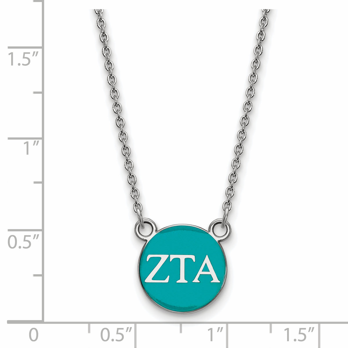 Sterling Silver 18in Official Licensed Greek Sororities Zeta Tau Alpha (ZTA) XS Enamel Pendant w/Necklace