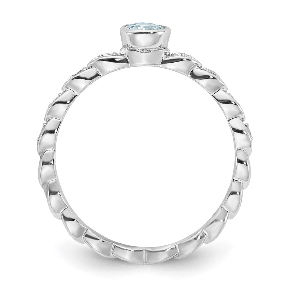 Sterling Silver Aquamarine and Diamond Ring