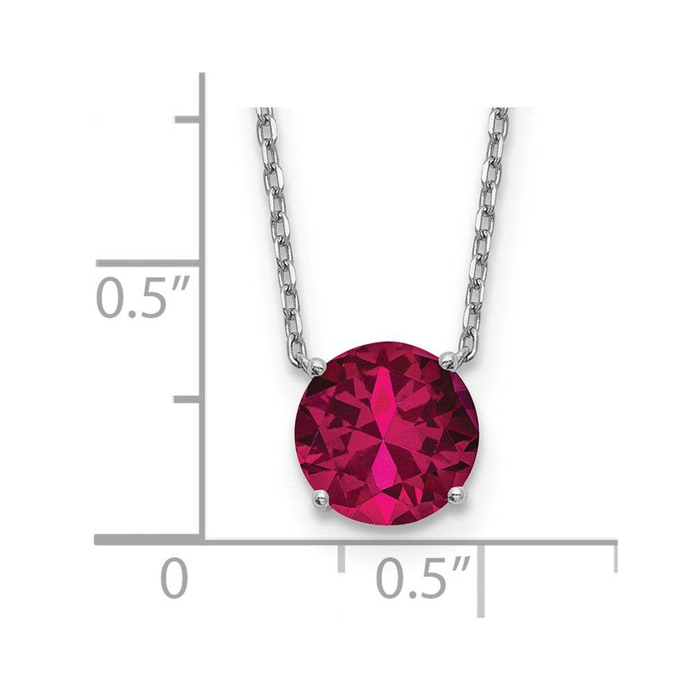 Sterling Silver Rhodium-plated Red Swarovski Crystal 16.5 inch Necklace with 2 inch extension