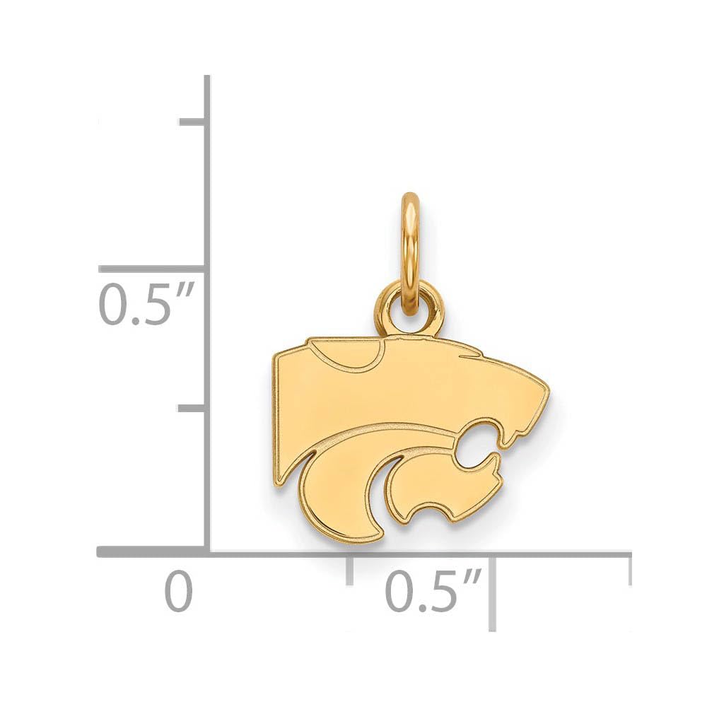 Sterling Silver Gold-plated LogoArt Kansas State University Wildcat Extra Small Pendant Q-GP001KSU