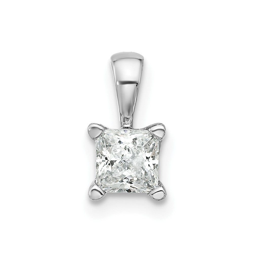 14k White Gold 1/2 carat Lab Grown Diamond VS+ F+ Princess Complete Four Prong Pendant