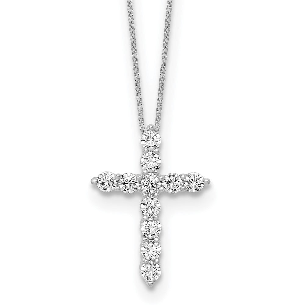 10k White Gold 3/4 carat Lab Grown Diamond VS/SI+ G+ 18 inch Cross Pendant Necklace