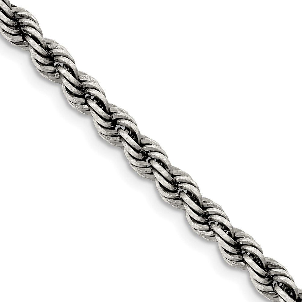 Sterling Silver Ruthenium-plated 4.5mm Rope Chain 26 Inches