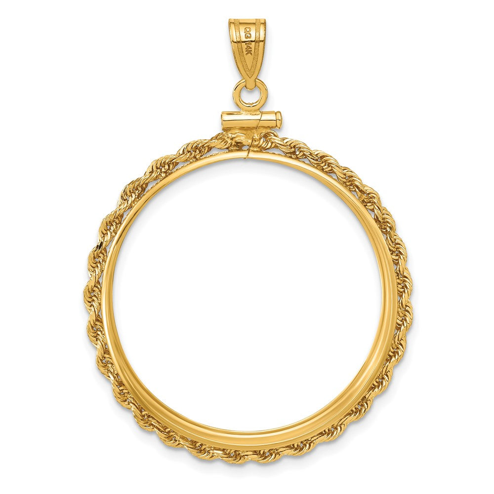 Wideband Distinguished Coin Jewelry 14k Polished Rope 30.0mm x 3.00mm Screw Top Coin Bezel Pendant