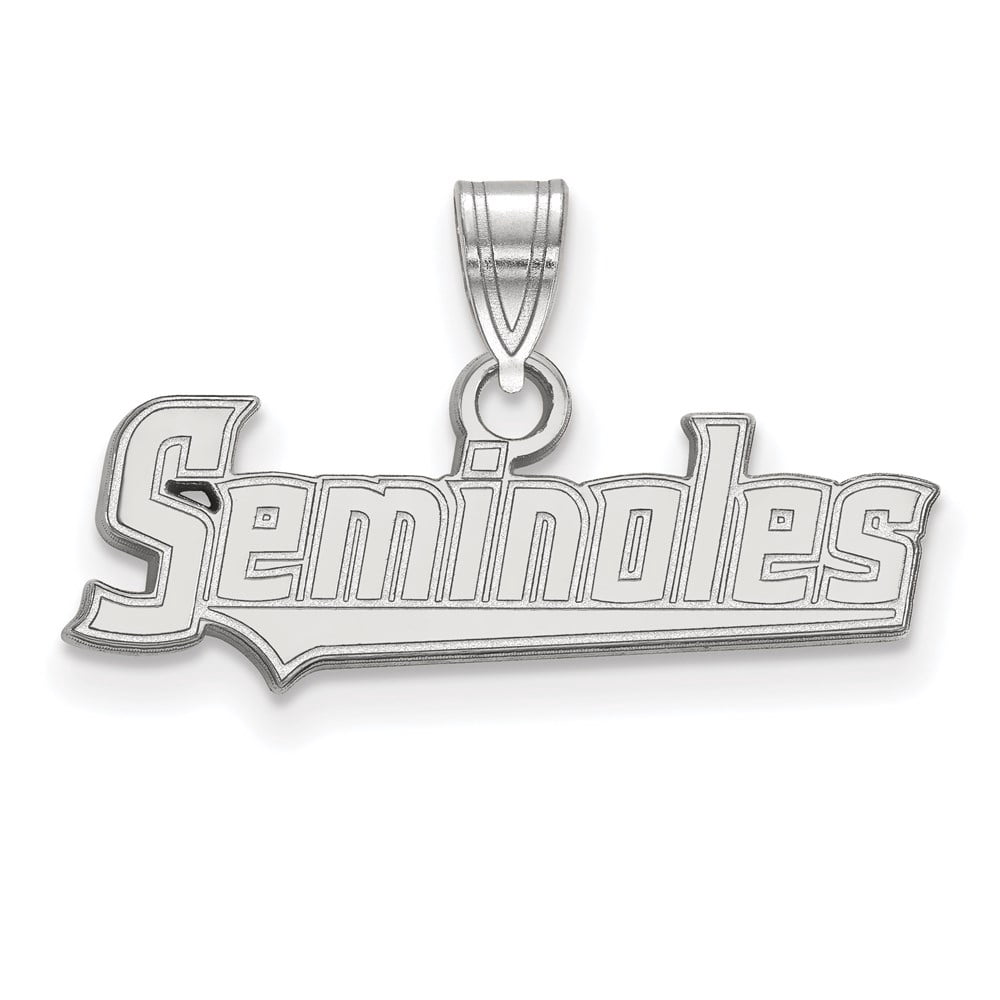 Sterling Silver Rhodium-plated LogoArt Florida State University Seminoles Script Small Pendant Q-SS074FSU