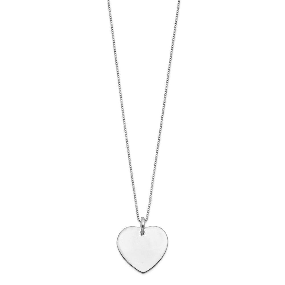 Sterling Silver Engraveable Heart on Box Chain 18 inch Necklace 18 Inches
