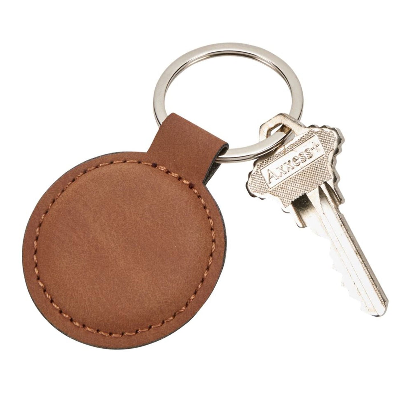Creative Gifts International 002760 Leatherette Round Key Chain, Caramel